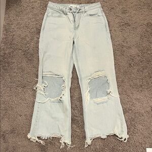 Altar'd State Light Blue Distressed Flare Jeans